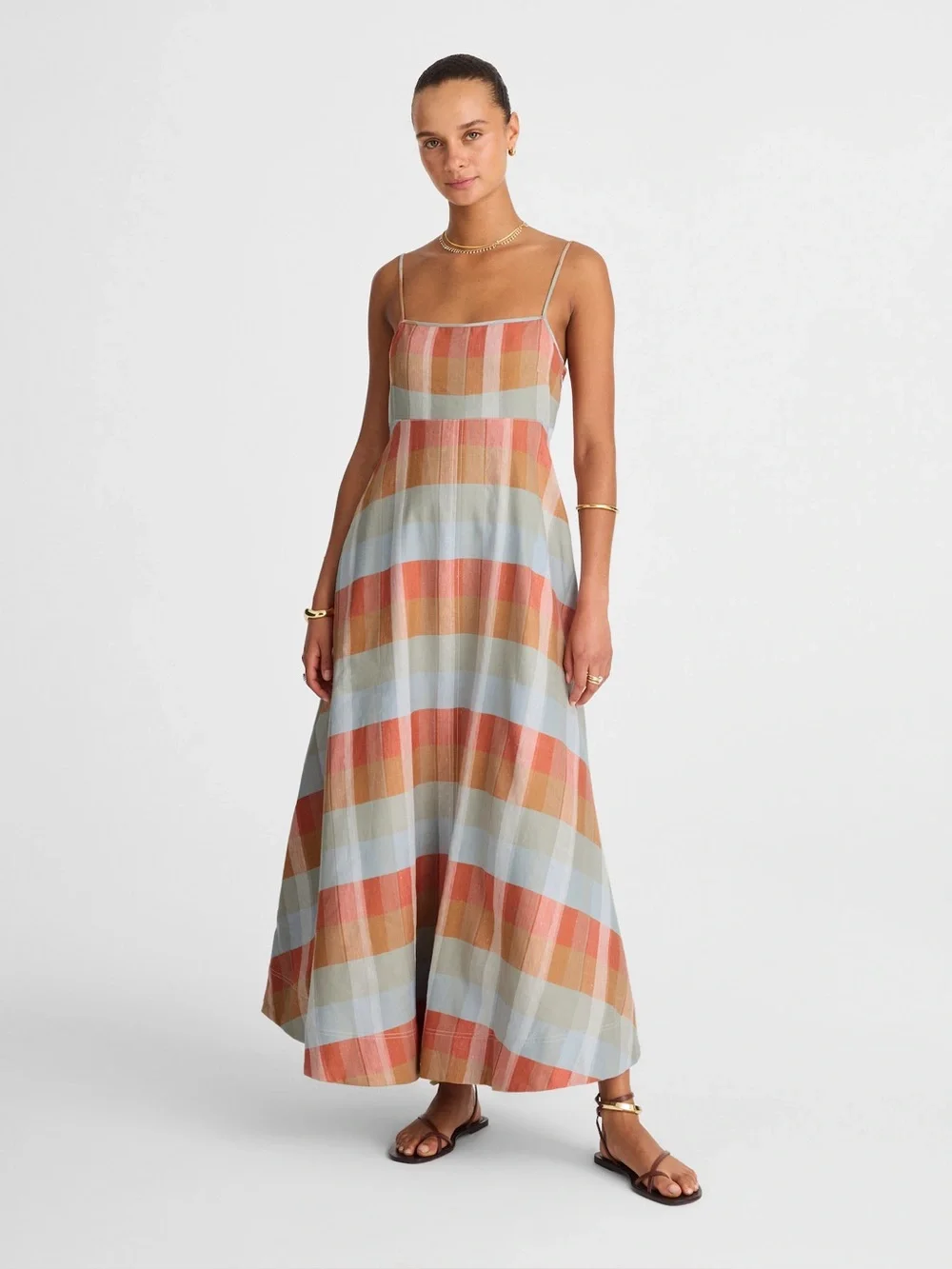 Madewell Empire-Waist Midi Dress in Plaid - Picture 1 of 8